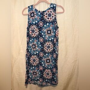 LOFT Floral Blue and White Dress